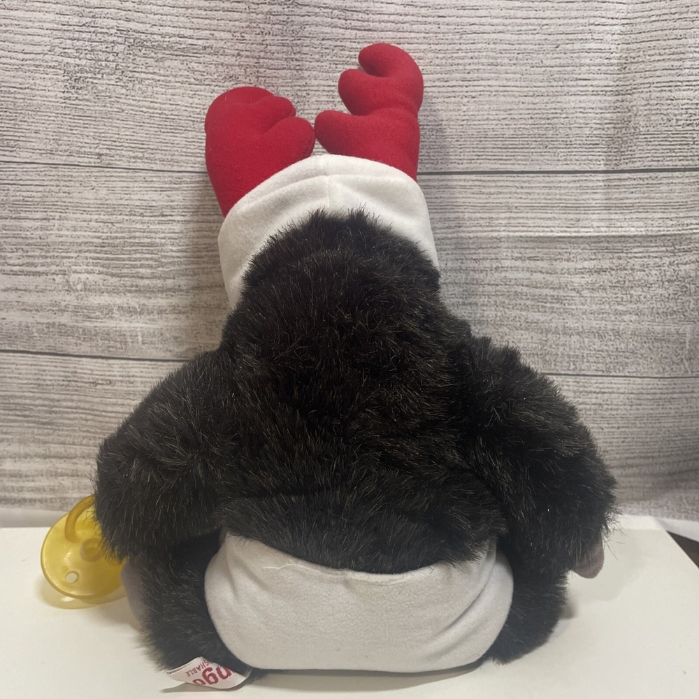 Vintage Russ Bungo‎ Baby Gorilla Ape Plush w/ Pacifier Diaper & Christmas Hat 9" - Picture 3 of 8